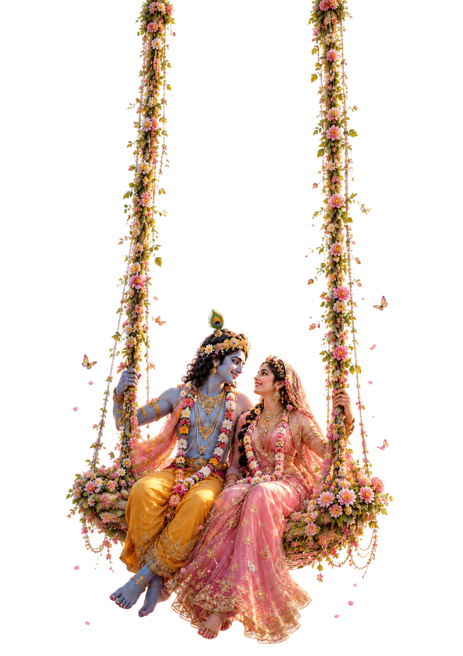 Radha and Krishna on a jhula (swing)